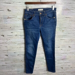 MADEWELL 8” High Riser Skinny Skinny Jeans Medium Wash Blue Denim Size 28